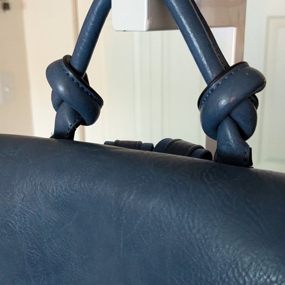 Vegan Leather Blue Backpack Purse - Picture 3 of 11